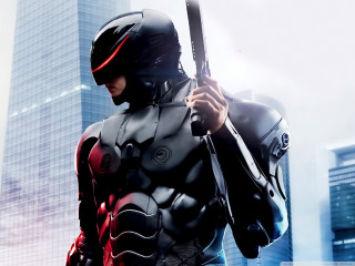 Futuristic man suit sword city 2 - a futuristic suit holding free wallpaper for desktop