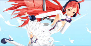 Redhair girl sword star whitesky - her chest free wallpaper for desktop