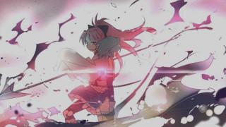 Woman sword purple background stars - star and swirls free wallpaper