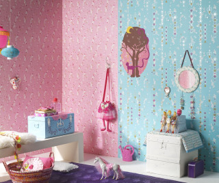 Pink blue rococo toy horse - pink free wallpaper