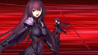 Woman sword red background purple - a red light free wallpaper