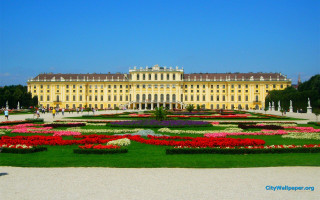 Large building garden flowers castle - a garden in front free wallpaper