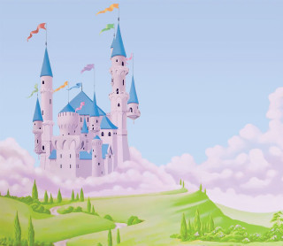 Castle sky clouds birds painting - a few bird free wallpaper for desktop