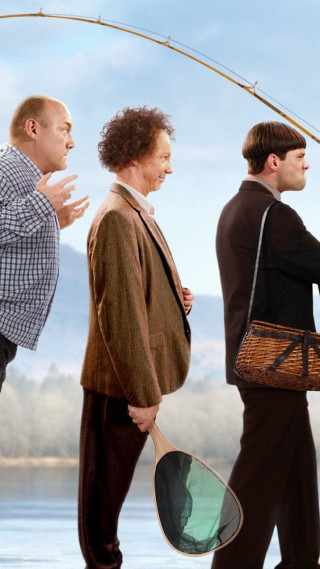 Three men dock fishing rod - a dock free wallpaper for mobile