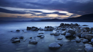 Rocky beach cloudy sky mountain - ansel adams free wallpaper for desktop