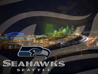 Seattle skyline seahawks logo night - free city wallpaper