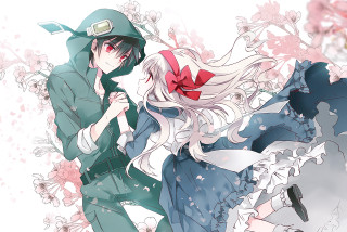 Anime characters couple flowers green - a green suit free wallpaper