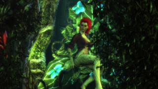 Red haired green skin forest - a green plant free wallpaper