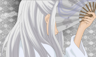 Woman long white hair smiling - long white hair holding free wallpaper