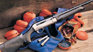 Gun wooden table blue bag - other item free wallpaper