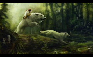 Man riding polar bear woods - polar free wallpaper