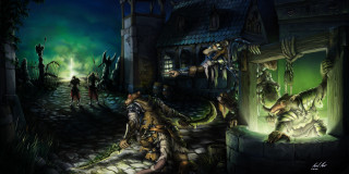 Glowing door dark alley creepy - door free wallpaper for desktop