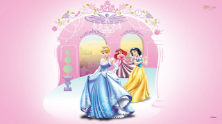 Princess friends castle pink background - a pink wall free wallpaper