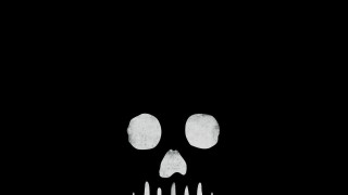 Skull eyes knife black background - a minimalist painting free wallpaper for desktop