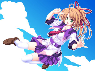 Anime girl purple dress flying - a purple dress free wallpaper for desktop