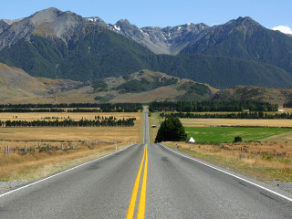 Long road mountain range grass - both side free wallpaper for desktop
