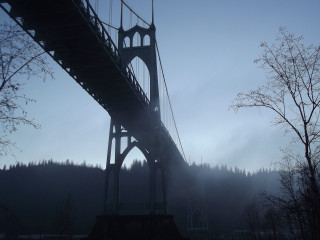 Bridge foggy sky trees background - twin peak free wallpaper for desktop