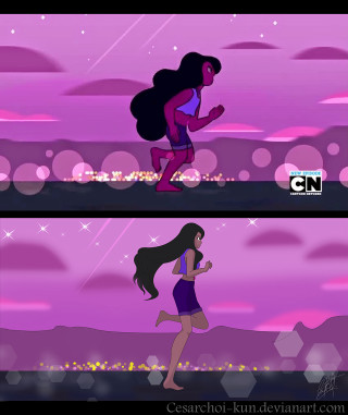 Cartoon woman running desert pink - vfx free wallpaper for mobile