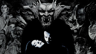 Man woman monsters black white - movie poster free wallpaper for desktop