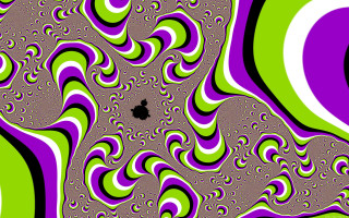Purple green swirl pattern black - optical illusion free wallpaper