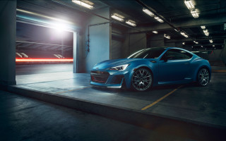 Blue sports car parking garage 4 - the car free wallpaper