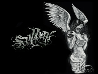 Woman wings tattoo drawing art - upper free wallpaper