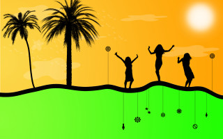 Beach sunset palm tree group - free sports wallpaper