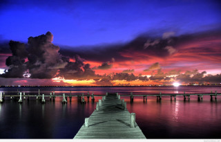 Dock sunset clouds water sky 2 - colorful cloud free wallpaper