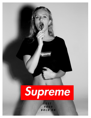 Woman black shirt eating supreme - grunge aesthetic free wallpaper