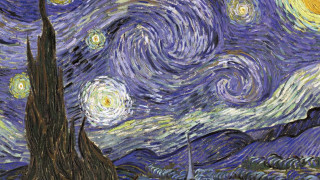 Starry night building foreground background 3 - postimpressionism free wallpaper