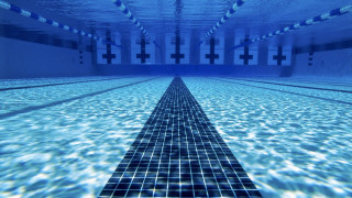 Long pool tiled floor blue - eric zener free wallpaper
