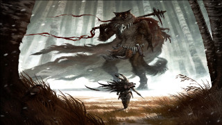 Horned man sword forest demon 2 - chris rahn free wallpaper