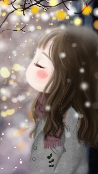 Girl eyes closed tree falling - leaf free wallpaper for mobile