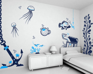 Bedroom sea animals mural wall - underwater free wallpaper for desktop