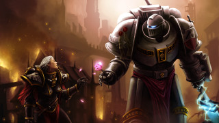 Knights couple city night time - warhammer free wallpaper