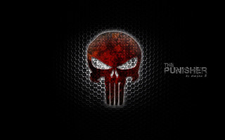 Red skull white eyes black - punk free wallpaper