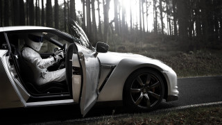 White suit man driving sports - the door open free wallpaper