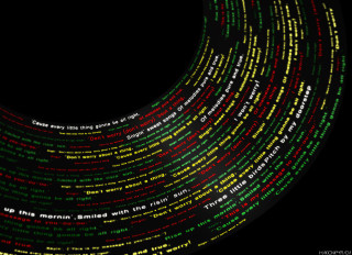 Colorful word circle black background - triadic free wallpaper