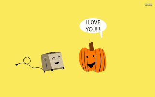 Cartoon pumpkin toaster love you - a storybook illustration free wallpaper