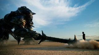 Man giant robot desert sky - epic scene free wallpaper for desktop