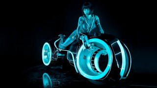 Woman motorcycle neon light black - a neon light free wallpaper