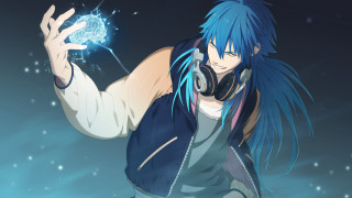 Man blue hair headphones light - a black jacket free wallpaper for desktop