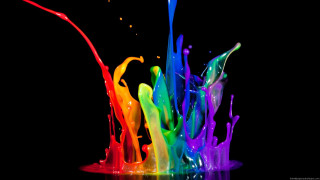 Rainbow liquid splash black background 3 - liquid free wallpaper