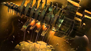 Futuristic space station debris surrounding - mars ravelo and greg rutkowski free wallpaper