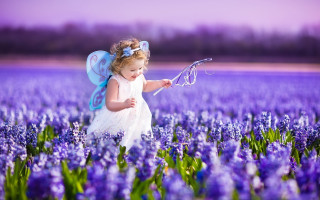 Little girl purple flowers butterfly - little free wallpaper for desktop