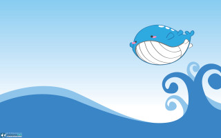Blue whale jumping over wave - in the ocean free wallpaper