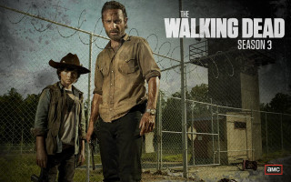 Walking dead season3 poster man - a fence and a building free wallpaper