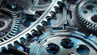 Metal gears closeup blue black - metal free wallpaper for desktop