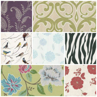 Fabric collage zebra print flowers - bird free wallpaper for tablet