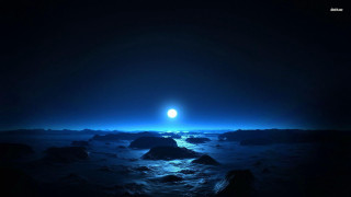 Bright blue ball dark ocean - blue ball free wallpaper